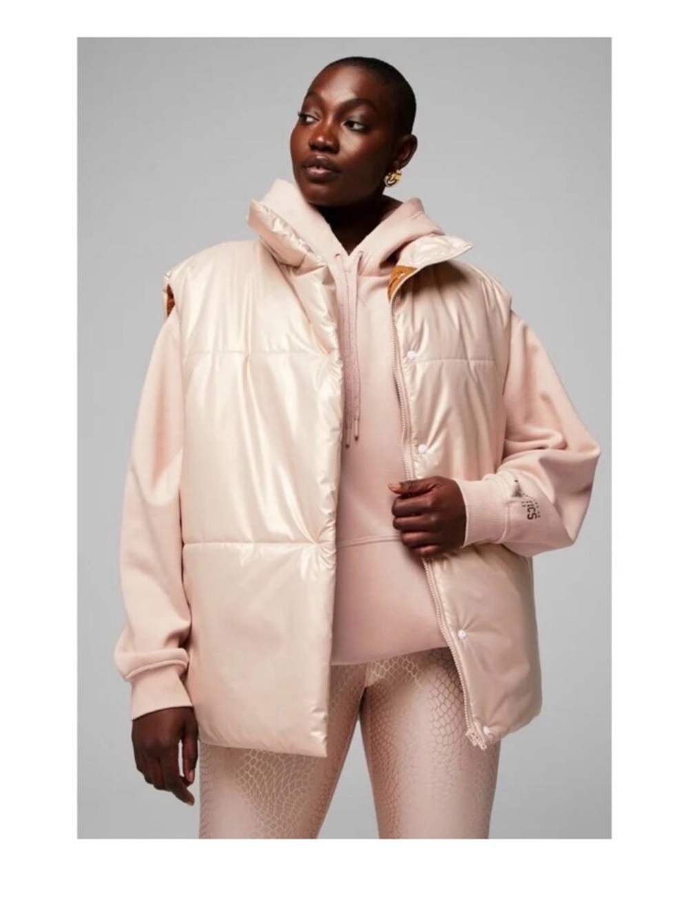 Fabletics Oversized Blush Pink Quilted Puffer Vest